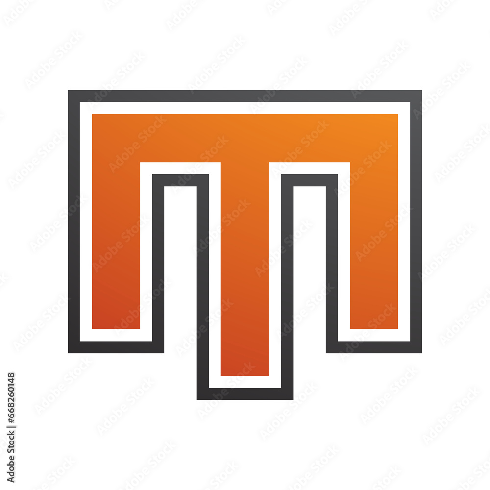 Orange and Black Letter M Icon with an Outer Stripe Orange and Black Letter M Icon with an Outer Stripe