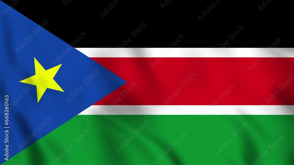 Looped background animation of the waving flag of South Sudan