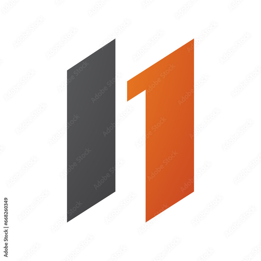 Orange and Black Letter N Icon with Parallelograms Orange and Black Letter N Icon with Parallelograms