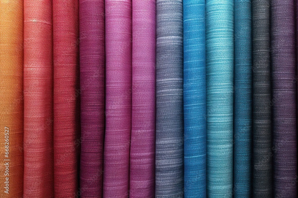 Group of multi colors satin, linen textiles, jeans fabric curves wave lines background texture for web design , banner , business concept. Generative AI Group of multi colors satin, linen textiles, jeans fabric curves wave lines background texture for web design , banner , business concept. Generative AI