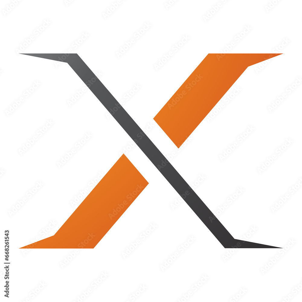 Orange and Black Pointy Tipped Letter X Icon Orange and Black Pointy Tipped Letter X Icon