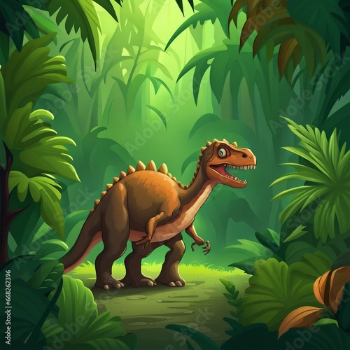background illustration of dinosaurs in the forest © adi