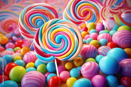 Dazzling Colorful candy background. Assorted snack. Generate Ai