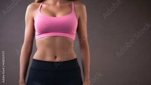 Closeup body slim waist young asian woman beautiful body diet with fit isolated on pastel background, Generative AI © tonstock