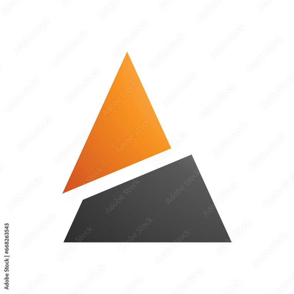 Orange and Black Split Triangle Shaped Letter A Icon Orange and Black Split Triangle Shaped Letter A Icon