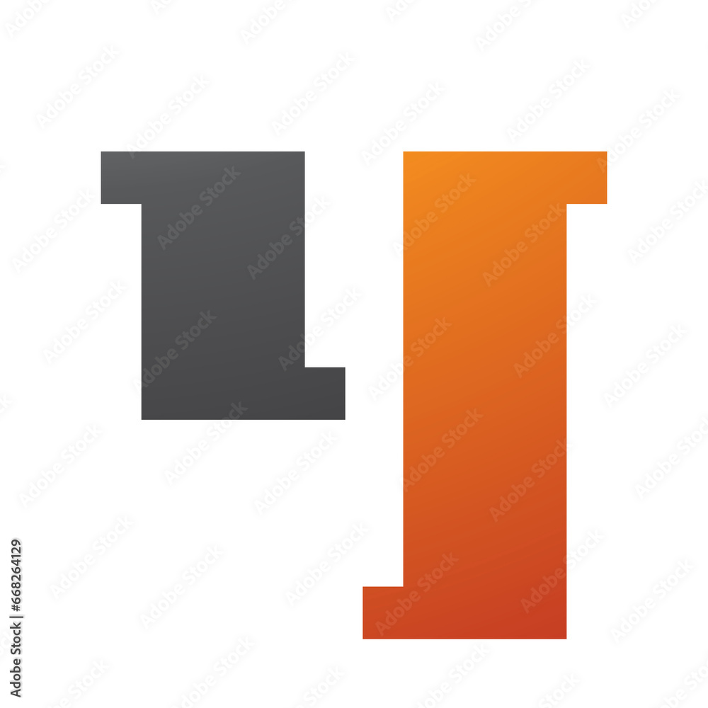 Orange and Black Stamp Shaped Letter Y Icon Orange and Black Stamp Shaped Letter Y Icon