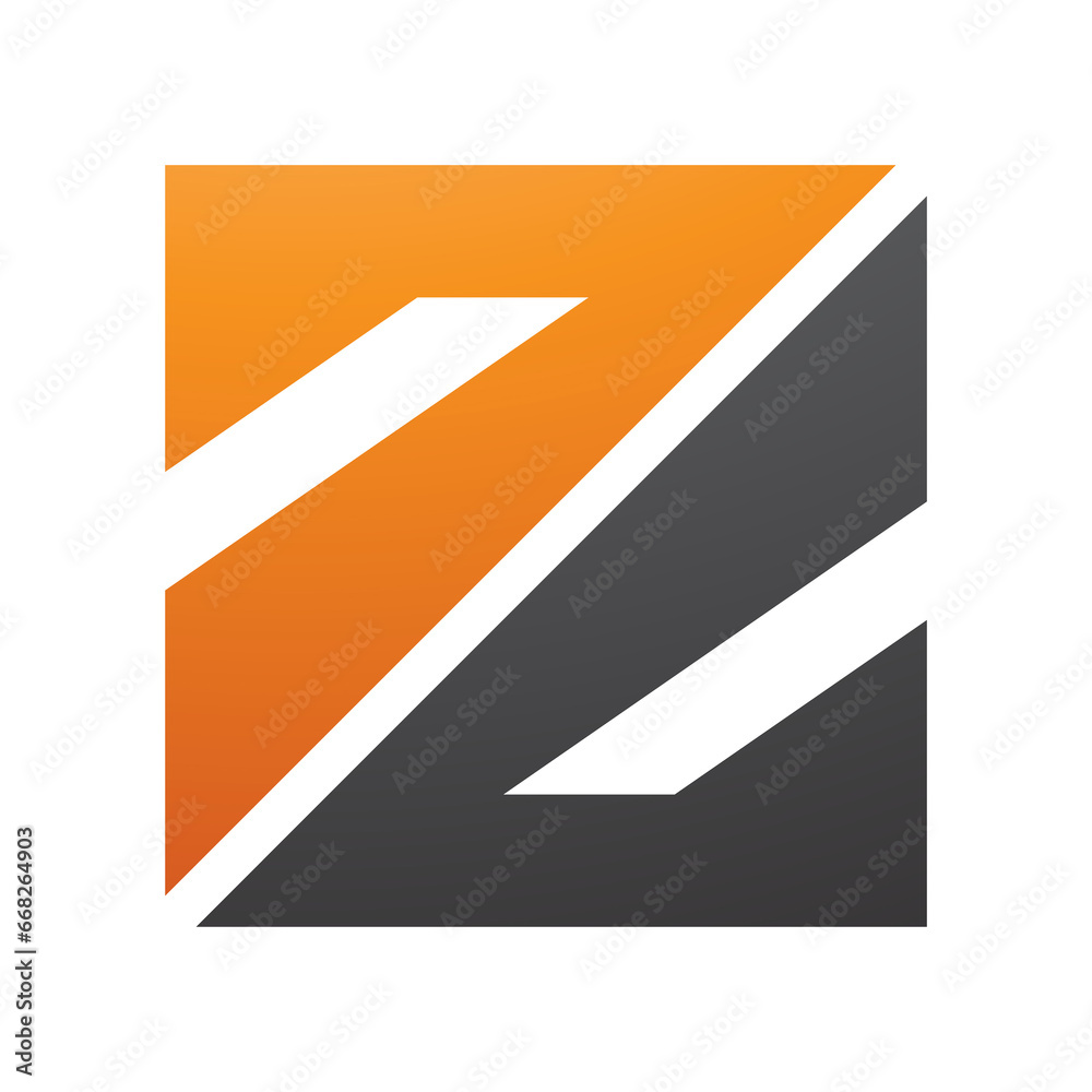 Orange and Black Triangular Square Shaped Letter Z Icon Orange and Black Triangular Square Shaped Letter Z Icon