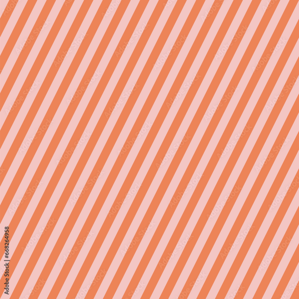 Obraz premium Seamless abstract geometric pattern with orange and pink diagonal stripes. Vector background, repeat texture inspired by retro 1960s - 1970s style. Design for decor, textile, wrapping paper, print