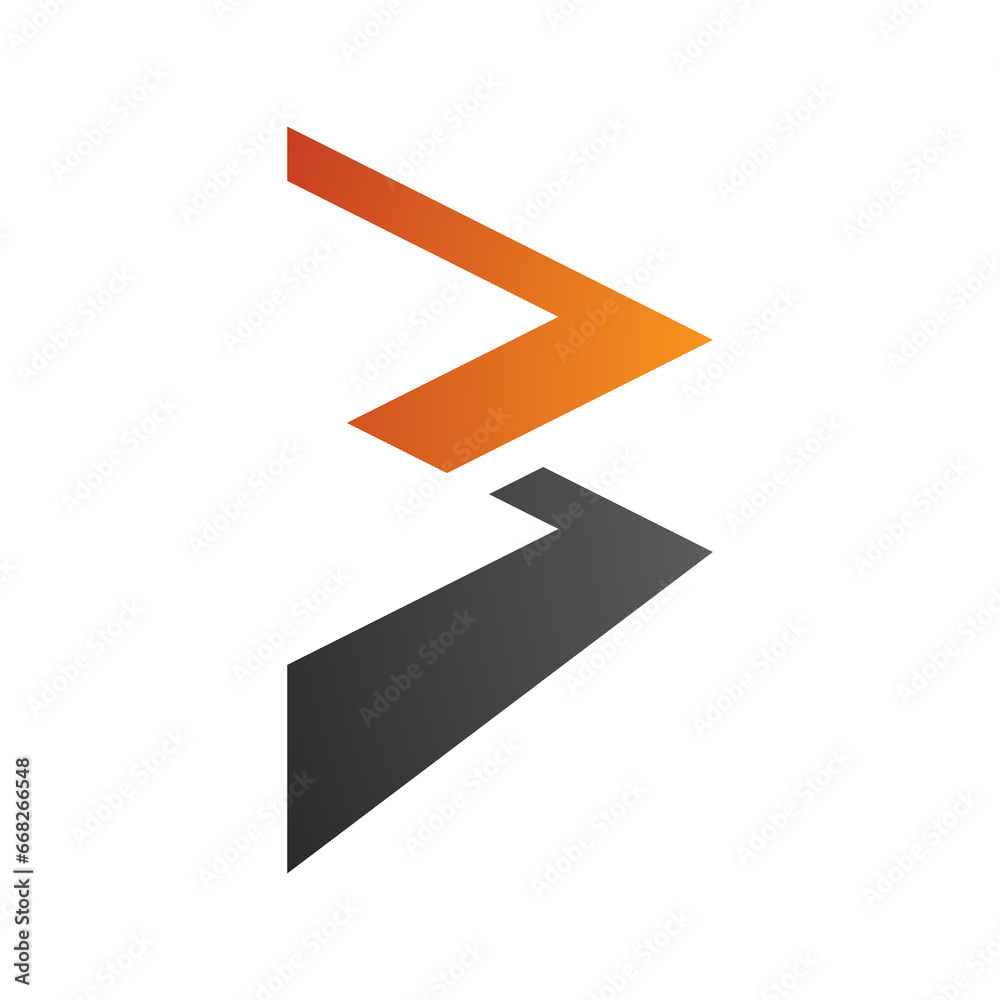 Orange and Black Zigzag Shaped Letter B Icon Orange and Black Zigzag Shaped Letter B Icon