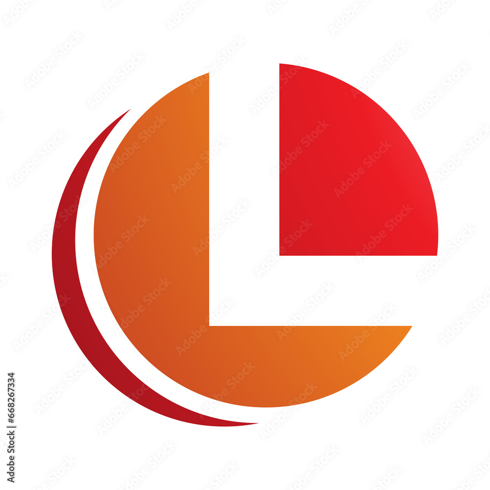 Orange and Red Circle Shaped Letter L Icon Orange and Red Circle Shaped Letter L Icon