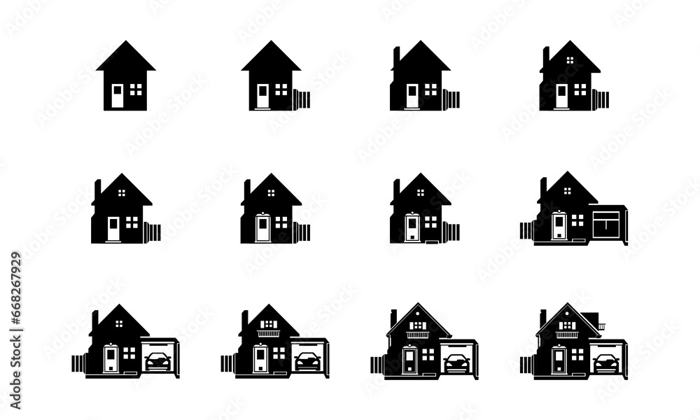 House Building Vector Line Icons, home symbol isolated on white background Vector Illustration.