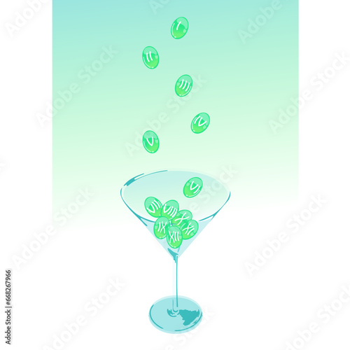 glass cup with twelve grapes of wishes new year tradition