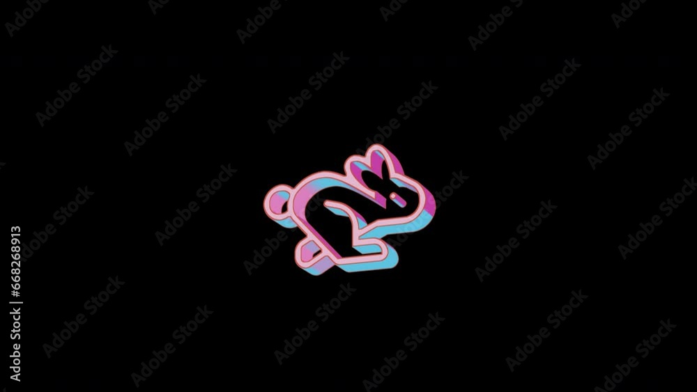 Bright rabbit fast icon is jumping merrily. Retro style. Alpha channel black. Looped from frame 120 to 240, Alpha BW at the end Bright rabbit fast icon is jumping merrily. Retro style. Alpha channel black. Looped from frame 120 to 240, Alpha BW at the end