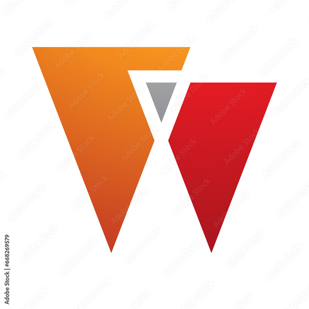 Orange and Red Letter W Icon with Triangles Orange and Red Letter W Icon with Triangles