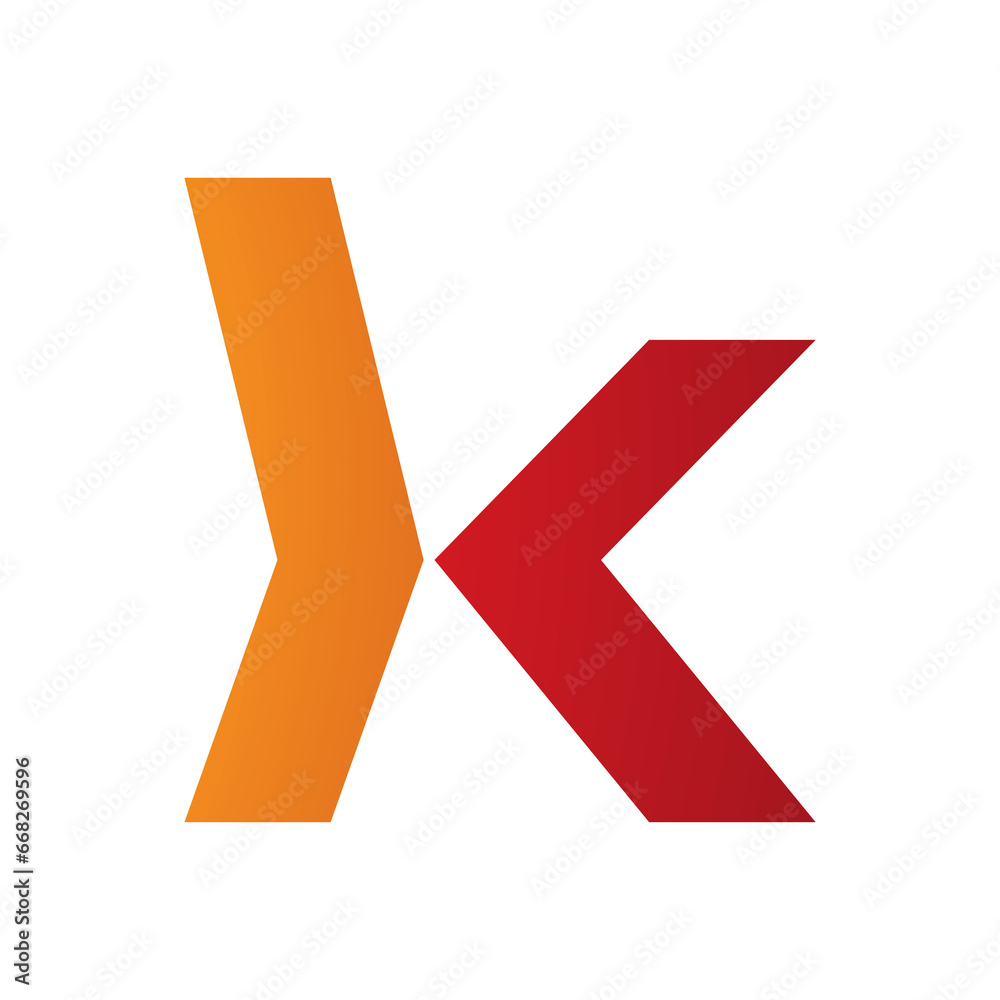 Orange and Red Lowercase Arrow Shaped Letter K Icon Orange and Red Lowercase Arrow Shaped Letter K Icon