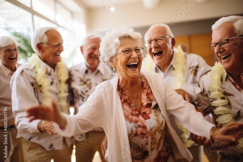 Senior Citizens Dancing in a Bright Room