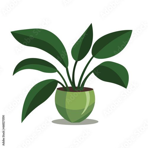 House plant in a pot, flat vector image, home garden concept, urban jungle elements
