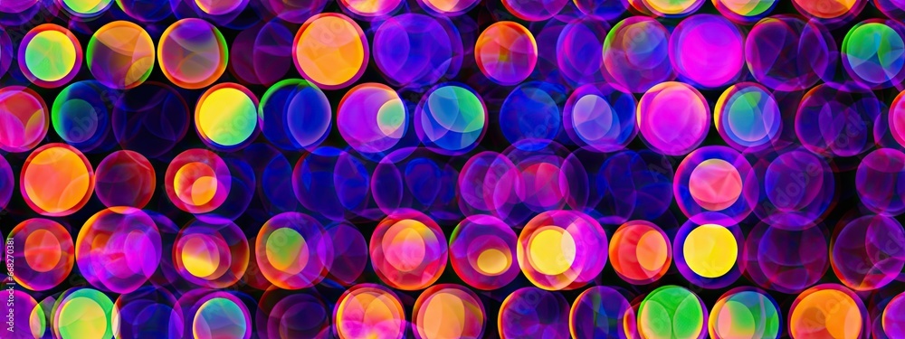 Seamless psychedelic rainbow disco polka dots pattern background texture. Trippy abstract glass refraction circles dopamine dressing fashion motif. Bright colorful neon wallpaper, retro backdrop Seamless psychedelic rainbow disco polka dots pattern background texture. Trippy abstract glass refraction circles dopamine dressing fashion motif. Bright colorful neon wallpaper, retro backdrop