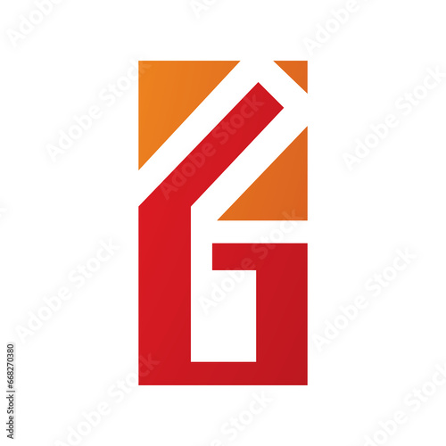 Orange and Red Rectangular Letter G or Number 6 Icon