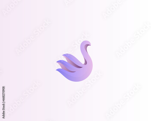 Elegant swan gradient logo. Bird goose logotype. Graceful calm symbol. Vector illustration.