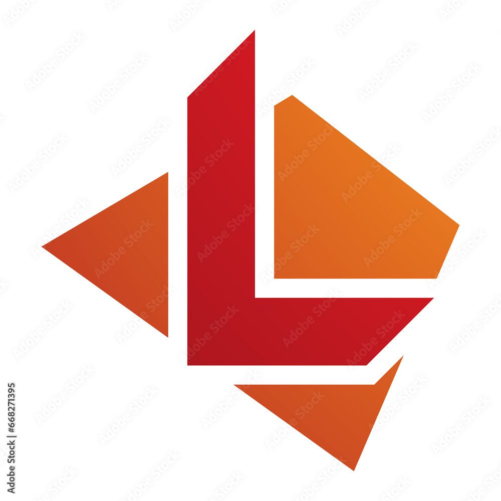 Orange and Red Trapezium Shaped Letter L Icon Orange and Red Trapezium Shaped Letter L Icon