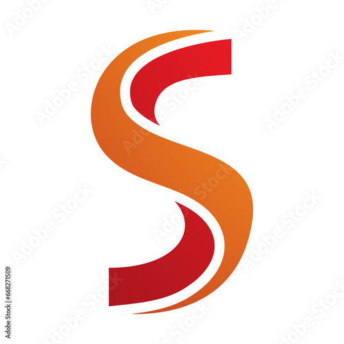 Orange and Red Twisted Shaped Letter S Icon