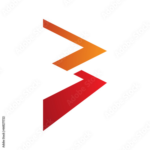 Orange and Red Zigzag Shaped Letter B Icon