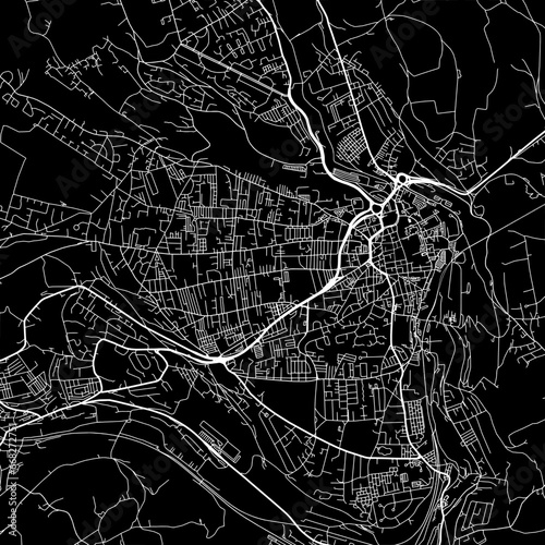 1:1 square aspect ratio vector road map of the city of Halifax in the United Kingdom with white roads on a black background.