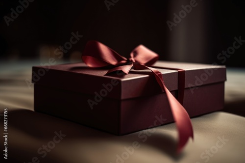 A simple gift box with a bow, symbolizing the excitement of receiving discounted items during the shopping events. New Year, Christmas, Birthday gift.