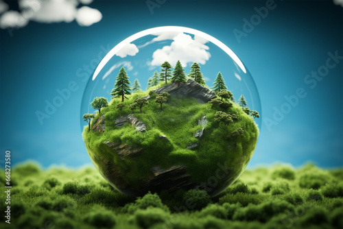 Grassy globe with clouds