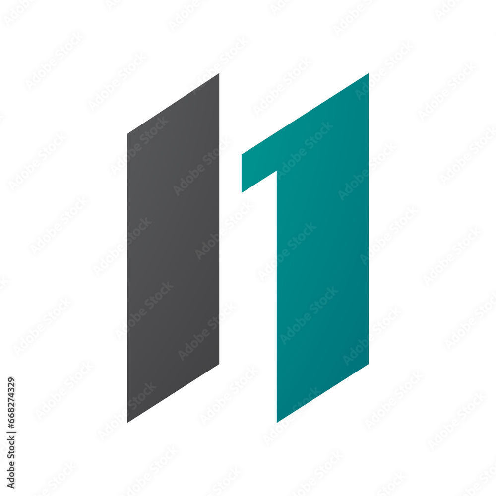 Persian Green and Black Letter N Icon with Parallelograms Persian Green and Black Letter N Icon with Parallelograms