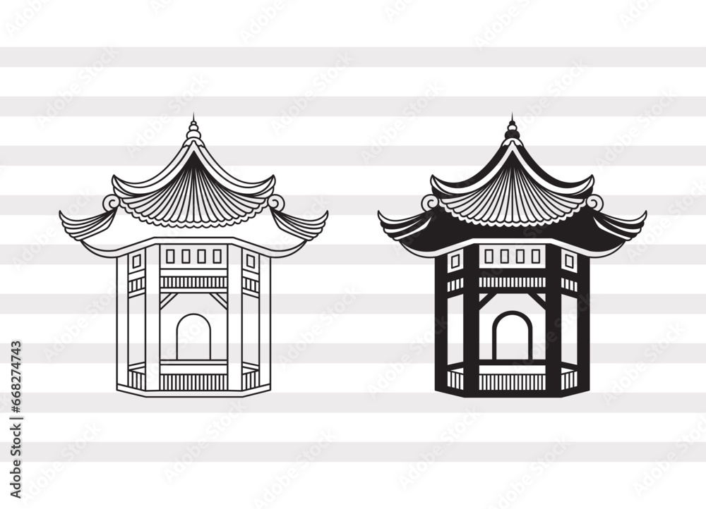 Building Of Chinese SVG, Pagoda Svg, Pagoda Tower Svg, Temple House Bundle