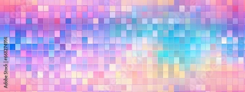 Seamless webpunk aesthetic futurism glass refraction square mosaic faded rainbow ombre pattern. Trendy iridescent holographic heatmap neon gradient gingham checkers background texture