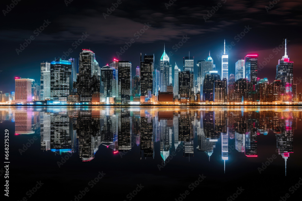 Urban Sparkle: Night Lights on Water