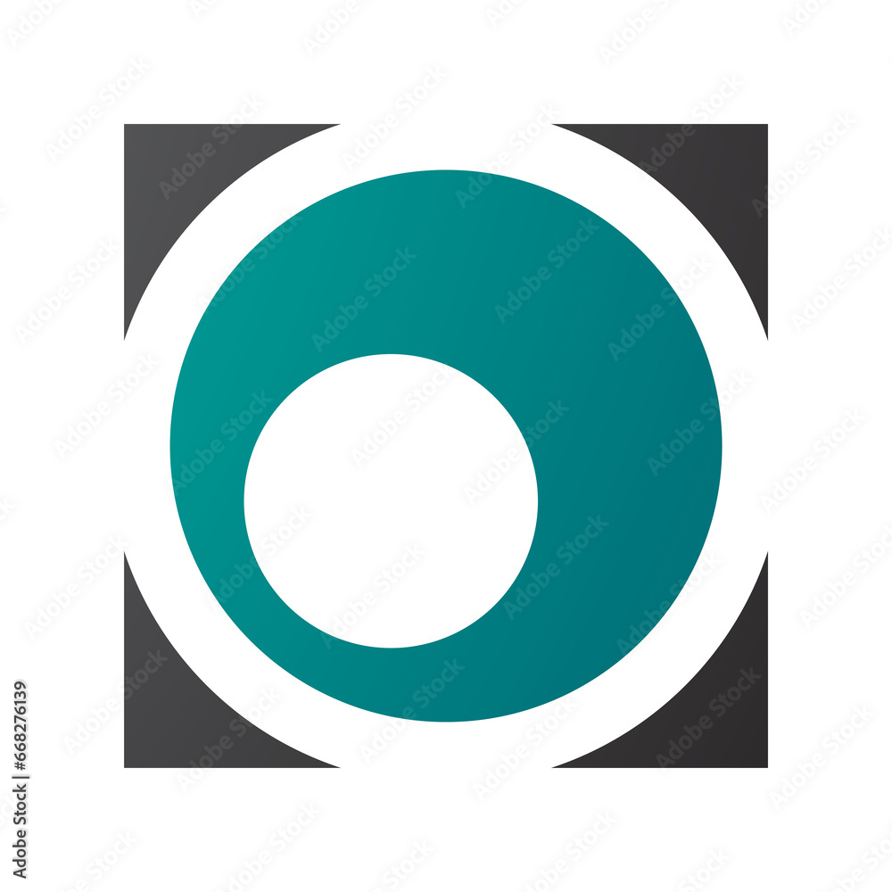 Persian Green and Black Square Letter O Icon Persian Green and Black Square Letter O Icon