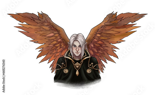 PNG transparent background fantasy character illustration. Male human aasimar. digital illustration.	
 photo