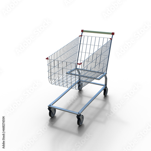 Empty Shopping Cart With Transparent Background