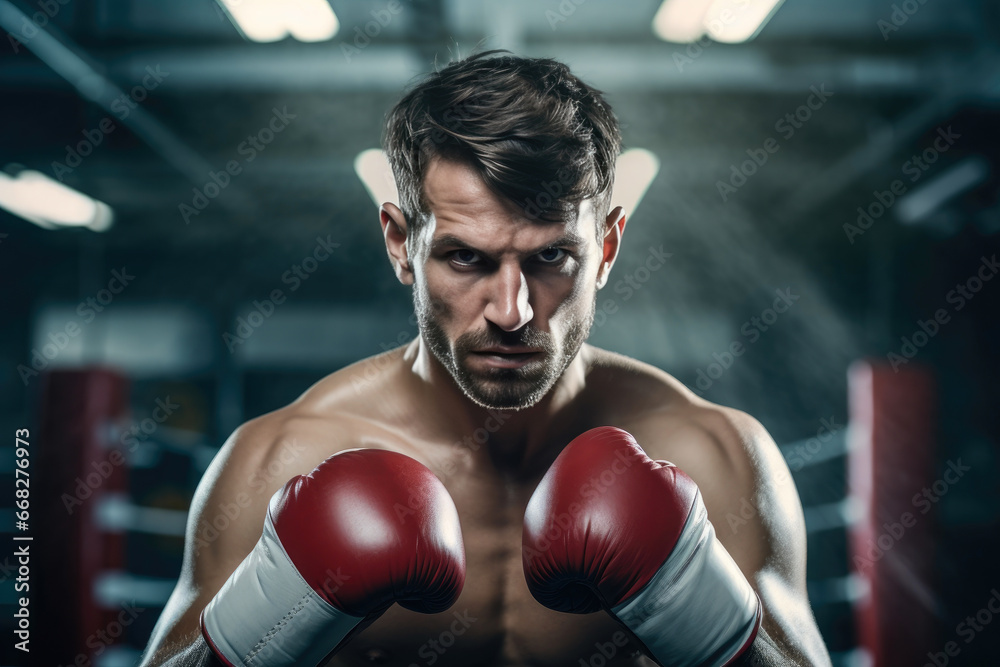 Boxer in Ready Position, Ready to Strike Boxer in Ready Position, Ready to Strike