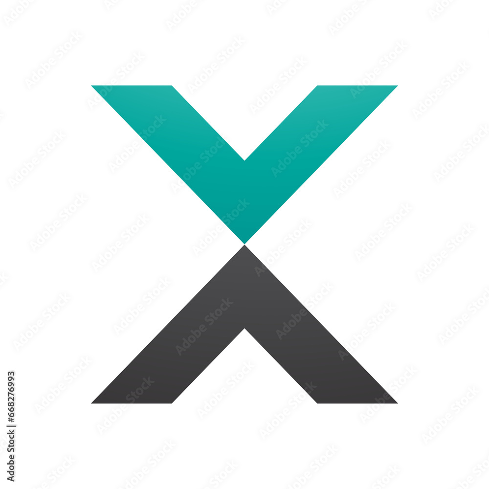Persian Green and Black V Shaped Letter X Icon Persian Green and Black V Shaped Letter X Icon