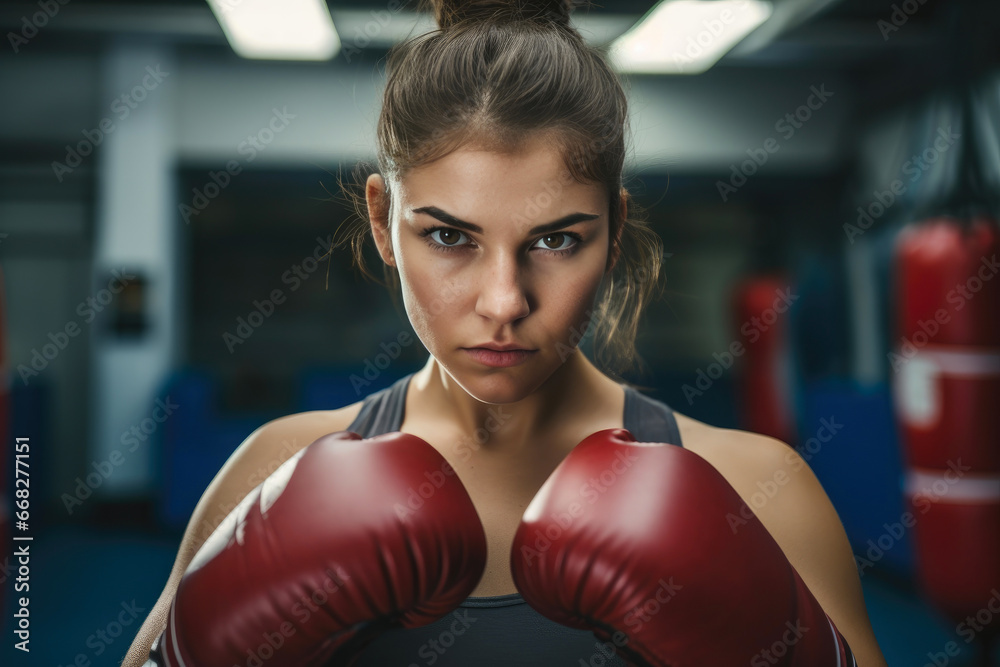 Resolute Female Boxer in the Boxing Ring