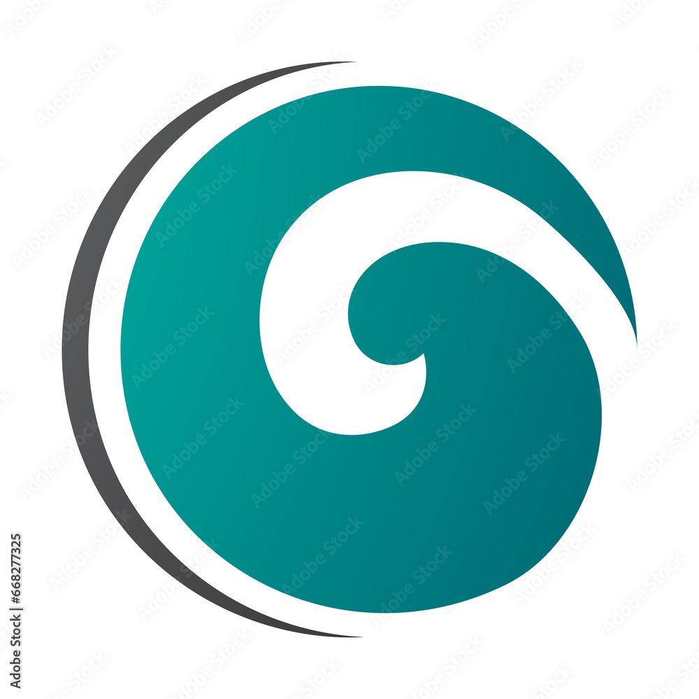 Persian Green and Black Whirl Shaped Letter O Icon Persian Green and Black Whirl Shaped Letter O Icon