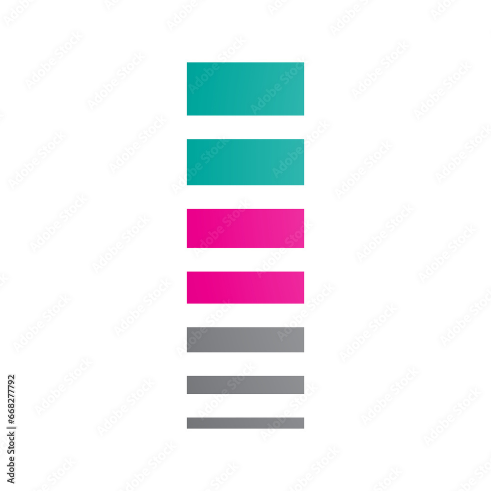 Persian Green and Magenta Letter I Icon with Horizontal Stripes