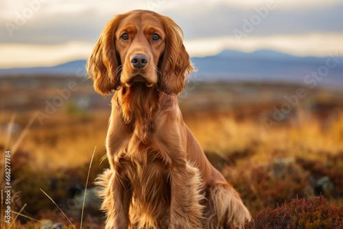 Intelligent English cocker spaniel dog. Brown canine. Generate Ai