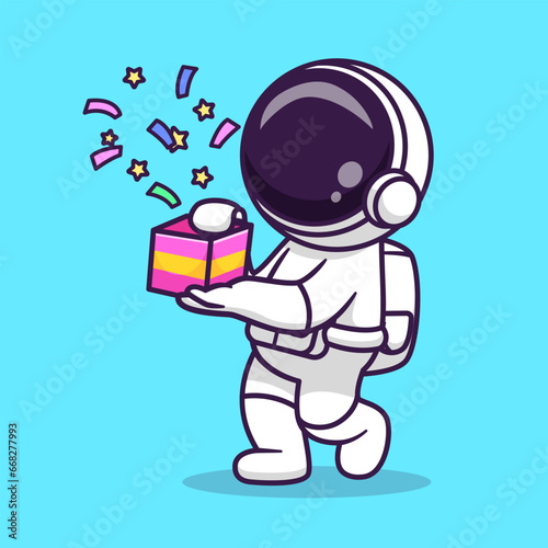 Cute Astronaut Holding Gift Box Cartoon Vector Icon
Illustration Science Holiday Icon Concept Isolated Premium
Vector. Flat Cartoon Style