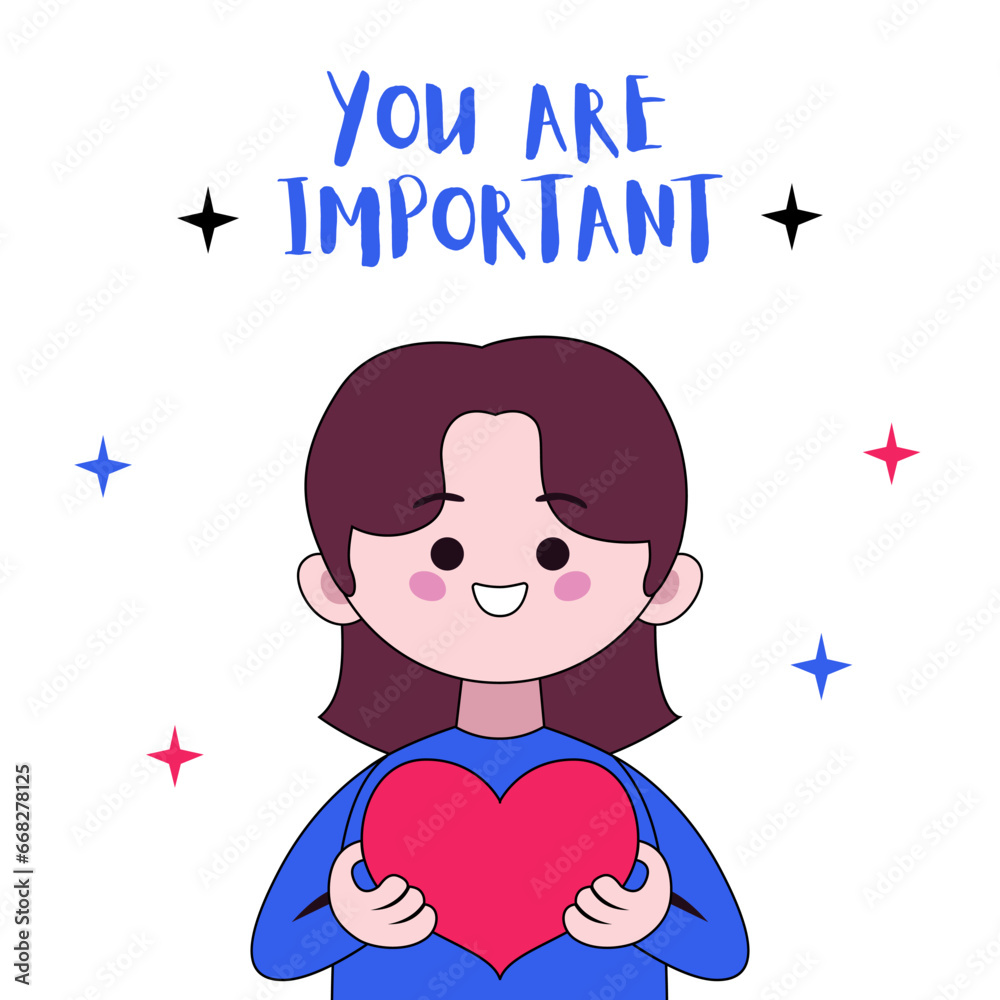 You are important. Phrase and illustration for social media, poster, banner, t-shirts, bags, stickers. Vector design concept You are important. Phrase and illustration for social media, poster, banner, t-shirts, bags, stickers. Vector design concept