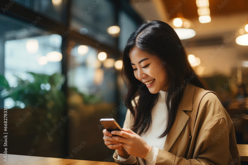 Cafe Connection: Asian Woman Messaging Cafe Connection: Asian Woman Messaging