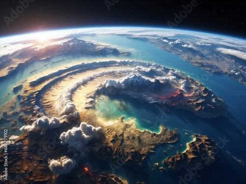 View of the fantasy earth from space