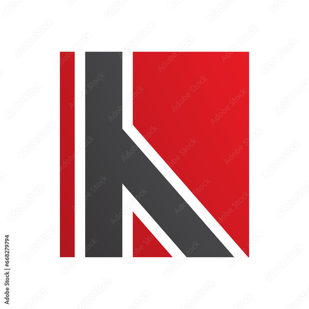 Red and Black Letter H Icon with Straight Lines