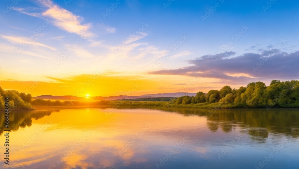 sunset over lake