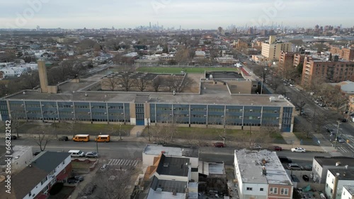 Aerial Orbit View of Canarsie High School in Brooklyn NY - Pt. 2